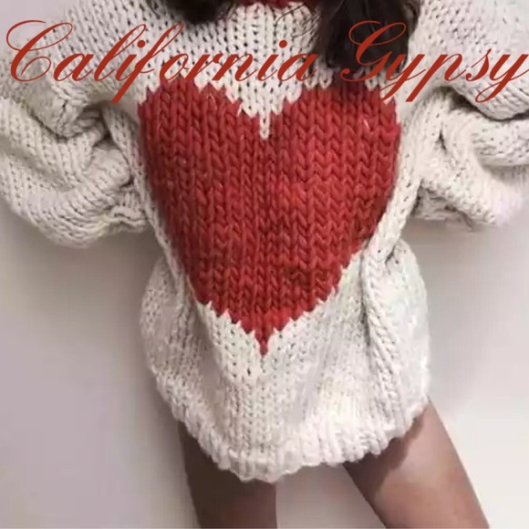Oversized Knit Heart Chunky Sweater - Picture 6 of 8